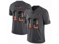Men's Indianapolis Colts #12 Andrew Luck Limited Black USA Flag 2019 Salute To Service Football Jersey