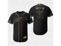 Men's Indians 2019 Black Golden Edition Danny Salazar Flex Base Stitched Jersey