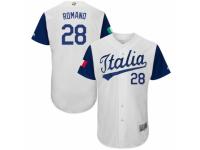 Men's Italy Baseball Majestic #28 Jordan Romano White 2017 World Baseball Classic Authentic Team Jersey