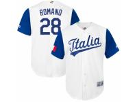 Men's Italy Baseball Majestic #28 Jordan Romano White 2017 World Baseball Classic Team Jersey