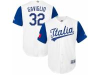 Men's Italy Baseball Majestic #32 Sam Gaviglio White 2017 World Baseball Classic Team Jersey