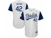 Men's Italy Baseball Majestic #42 Rob Segedin White 2017 World Baseball Classic Authentic Team Jersey