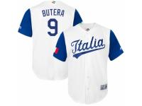 Men's Italy Baseball Majestic #9 Drew Butera White 2017 World Baseball Classic Team Jersey