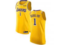 Men's Kentavious Caldwell-Pope Authentic Gold Nike Jersey NBA Los Angeles Lakers #1 Icon Edition