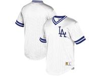 Men's Los Angeles Dodgers Mitchell & Ness White Big & Tall Mesh V-Neck Jersey