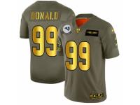 Men's Los Angeles Rams #99 Aaron Donald Limited Olive Gold 2019 Salute to Service Football Jersey