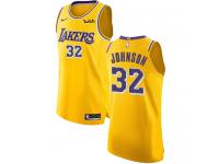 Men's Magic Johnson Authentic Gold Nike Jersey NBA Los Angeles Lakers #32 Icon Edition
