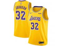 Men's Magic Johnson  Gold Nike Jersey NBA Los Angeles Lakers #32 Icon Edition