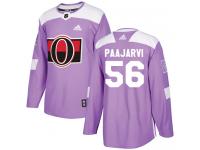 Men's Magnus Paajarvi Authentic Purple Adidas Jersey NHL Ottawa Senators #56 Fights Cancer Practice
