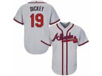 Men's Majestic Atlanta Braves #19 R.A. Dickey Authentic Grey Road Cool Base MLB Jersey