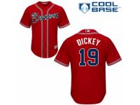 Men's Majestic Atlanta Braves #19 R.A. Dickey Authentic Red Alternate Cool Base MLB Jersey