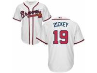 Men's Majestic Atlanta Braves #19 R.A. Dickey Authentic White Home Cool Base MLB Jersey