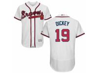 Men's Majestic Atlanta Braves #19 R.A. Dickey White Flexbase Authentic Collection MLB Jersey