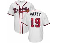 Men's Majestic Atlanta Braves #19 R.A. Dickey White Team Logo Fashion Cool Base MLB Jersey