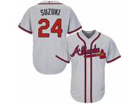 Men's Majestic Atlanta Braves #24 Kurt Suzuki Authentic Grey Road Cool Base MLB Jersey