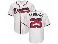 Men's Majestic Atlanta Braves #25 Tyler Flowers White Team Logo Fashion Cool Base MLB Jersey