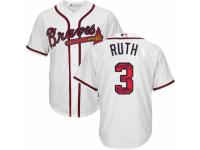 Men's Majestic Atlanta Braves #3 Babe Ruth White Team Logo Fashion Cool Base MLB Jersey