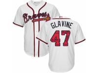 Men's Majestic Atlanta Braves #47 Tom Glavine White Team Logo Fashion Cool Base MLB Jersey