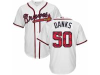Men's Majestic Atlanta Braves #50 John Danks White Team Logo Fashion Cool Base MLB Jersey