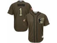 Men's Majestic Baltimore Orioles #1 Michael Bourn Authentic Green Salute to Service MLB Jersey