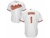 Men's Majestic Baltimore Orioles #1 Michael Bourn Authentic White Home Cool Base MLB Jersey