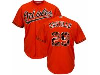 Men's Majestic Baltimore Orioles #29 Welington Castillo Orange Team Logo Fashion Cool Base MLB Jersey