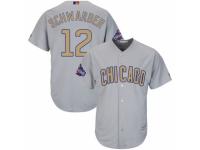 Men's Majestic Chicago Cubs #12 Kyle Schwarber Authentic Gray 2017 Gold Champion MLB Jersey