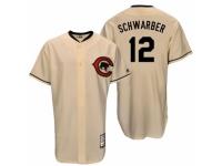 Men's Majestic Chicago Cubs #12 Kyle Schwarber Cream Cooperstown Throwback MLB Jersey