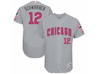 Men's Majestic Chicago Cubs #12 Kyle Schwarber Grey Mother's Day Flexbase Authentic Collection MLB Jersey