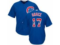 Men's Majestic Chicago Cubs #17 Mark Grace Royal Blue Team Logo Fashion Cool Base MLB Jersey