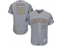 Men's Majestic Chicago Cubs #18 Ben Zobrist Authentic Gray 2017 Gold Champion Flex Base MLB Jersey