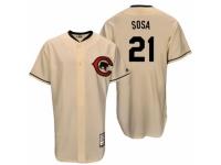Men's Majestic Chicago Cubs #21 Sammy Sosa Cream Cooperstown Throwback MLB Jersey