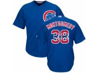 Men's Majestic Chicago Cubs #38 Mike Montgomery Royal Blue Team Logo Fashion Cool Base MLB Jersey