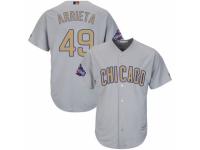 Men's Majestic Chicago Cubs #49 Jake Arrieta Authentic Gray 2017 Gold Champion MLB Jersey