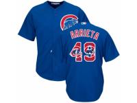 Men's Majestic Chicago Cubs #49 Jake Arrieta Royal Blue Team Logo Fashion Cool Base MLB Jersey