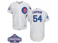 Men's Majestic Chicago Cubs #54 Aroldis Chapman White Home 2016 World Series Champions Flexbase Authentic Collection MLB Jersey