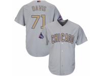 Men's Majestic Chicago Cubs #71 Wade Davis Authentic Gray 2017 Gold Champion MLB Jersey