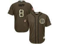 Men's Majestic Chicago Cubs #8 Ian Happ Green Salute to Service MLB Jersey