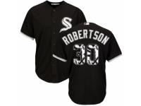 Men's Majestic Chicago White Sox #30 David Robertson Black Team Logo Fashion Cool Base MLB Jersey