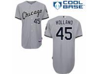 Men's Majestic Chicago White Sox #45 Derek Holland Grey Road Cool Base MLB Jersey
