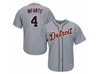 Men's Majestic Detroit Tigers #4 Omar Infante Authentic Grey Road Cool Base MLB Jersey