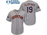 Men's Majestic Houston Astros #19 Tyler Clippard Replica Grey Road 2017 World Series Champions Cool Base MLB Jersey