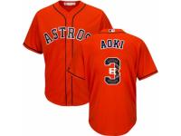 Men's Majestic Houston Astros #3 Norichika Aoki Authentic Orange Team Logo Fashion Cool Base MLB Jersey