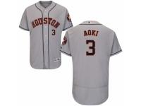Men's Majestic Houston Astros #3 Norichika Aoki Grey Flexbase Authentic Collection MLB Jersey