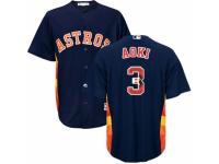 Men's Majestic Houston Astros #3 Norichika Aoki Navy Blue Team Logo Fashion Cool Base MLB Jersey