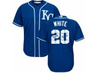 Men's Majestic Kansas City Royals #20 Frank White Blue Team Logo Fashion Cool Base MLB Jersey