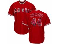 Men's Majestic Los Angeles Angels of Anaheim #44 Reggie Jackson Red Team Logo Fashion Cool Base MLB Jersey