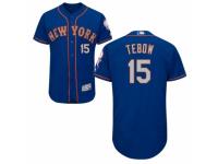 Men's Majestic New York Mets #15 Tim Tebow Royal-Gray Flexbase Authentic Collection MLB Jersey