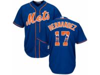 Men's Majestic New York Mets #17 Keith Hernandez Royal Blue Team Logo Fashion Cool Base MLB Jersey