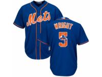Men's Majestic New York Mets #5 David Wright Royal Blue Team Logo Fashion Cool Base MLB Jersey